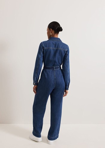 Phase Eight Avalon Denim Utility Jumpsuit Dark Wash USA | 7849532-NT